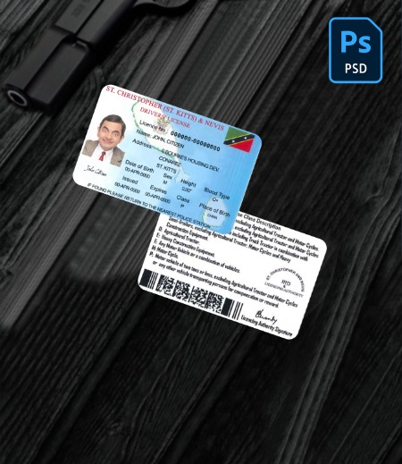 St Kitts & Nevis driving license PSD